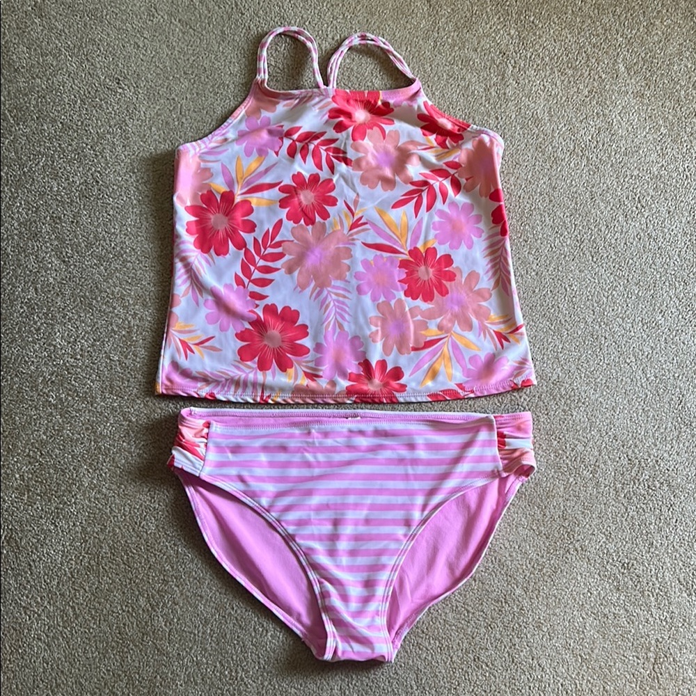 Brand new SO girls Floral Pink Kids Swim tankini Set